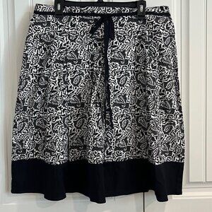 Mix Nouveau Black & White Floral Skirt, Women's XL, 100% Cotton